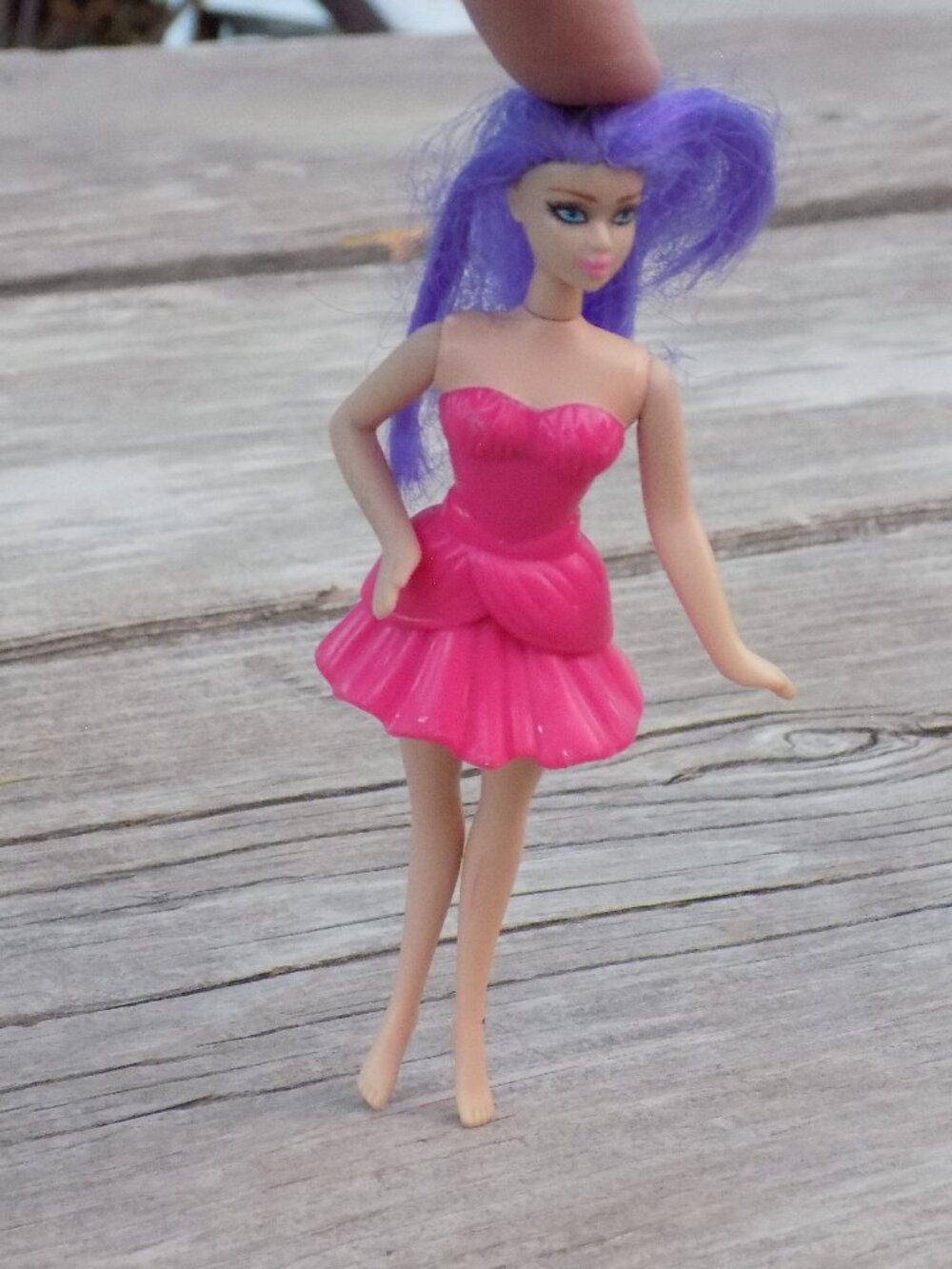 Doll Little Doll Purple Hair Pink Dress *